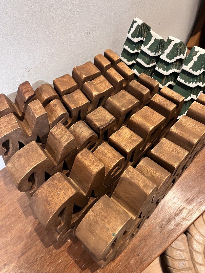 Wooden Christmas Table Top Decor (Category: Other Home Decor) located in Taguig. Submitted by frank63studio (Listing ID 1471289494, Image 2). Description: Wooden Christmas Table Top Decor 1,450php each 6pcs avbl laser-cut mango wood 16" x 1.5" x 6.5" l x w x h light brown wood varnish finished.