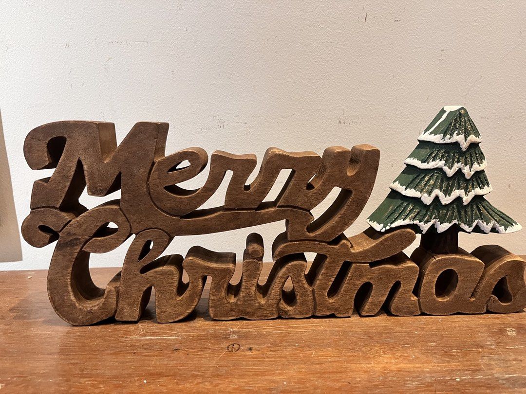 Wooden Christmas Table Top Decor (Category: Other Home Decor) located in Taguig. Submitted by frank63studio (Listing ID 1471289494, Image 1). Description: Wooden Christmas Table Top Decor 1,450php each 6pcs avbl laser-cut mango wood 16" x 1.5" x 6.5" l x w x h light brown wood varnish finished.