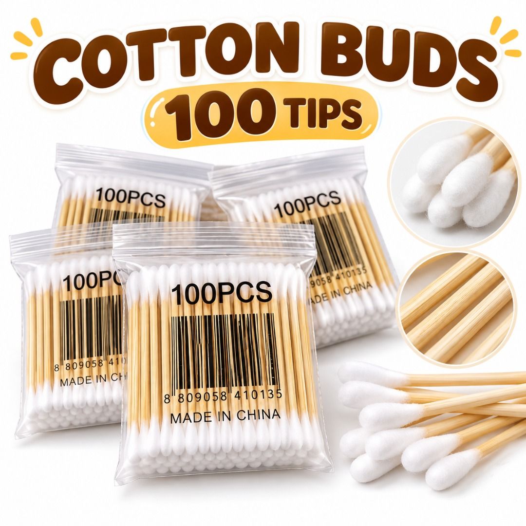 Wooden Cotton Buds 100 Tips Pack (Category: Sanitary Hygiene) located in Malabon City. Submitted by ph_ohkaye (Listing ID 1471254784, Image 1). Description: - 100 pieces per pack in a reusable clear ziplock bag - Made with sturdy wooden sticks and soft, gentle cotton tips - Multi-purpose: ideal for makeup touch-ups, personal hygiene, and cleaning small items - Eco-friendly wooden handle design - Bulk sets available for better value - 11 pesos per