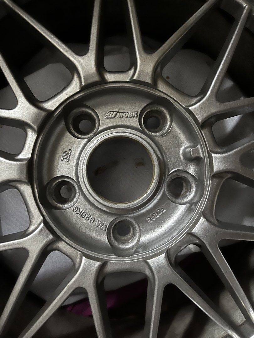 Work Rezax I (Category: Mags and Tires) located in Las Pinas. Submitted by kaelkaelka (Listing ID 1471147867, Image 2). Description: - Brand/Model: Work Rezax I - 17s 5x114 et45 - Design: Classic multi-spoke mesh design with polished chrome lip and center caps - Condition: Excellent, well-maintained with visible genuine markings also need repolish - Perfect upgrade for car enthusiasts looking for a clean JDM/stanced look - Meetup location: Vista 