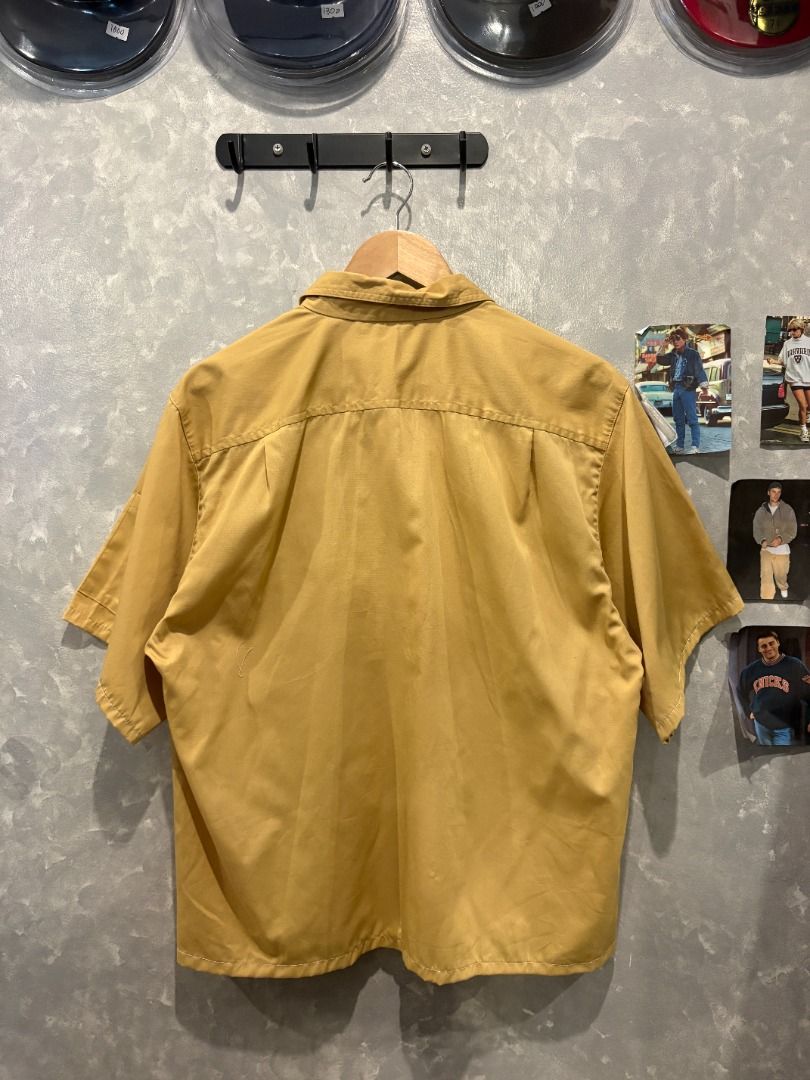 Yellow Japanese Workwear Crop Polo (Category: Tshirts & Polo Shirts ) located in Quezon City. Submitted by outofhabits_store (Listing ID 1471196977, Image 3). Description: Size: Medium Width: 22 inches Length: 24.5 inches Buy 2 items worth 600 pesos and get them for 1,000 Payment method: GCash Shipping options (shouldered by buyer): J&T 3-7 days, Lalamove or Grab within the day Location: Quezon City Please manage your expectations as this item is