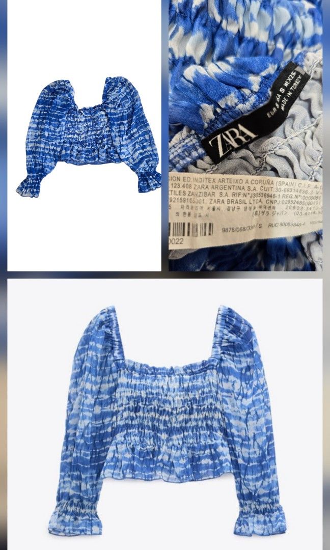 Zara blue tie dye puff sleeve top (Category: Blouses) located in Batangas. Submitted by thevanitychamber (Listing ID 1471226675, Image 1). Description: .