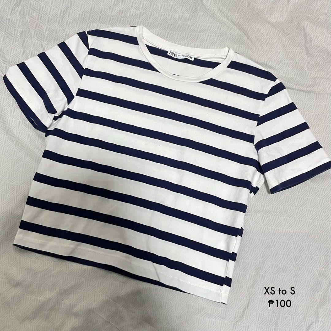 Zara Striped Crop Top (Category: Shirts) located in Manila. Submitted by chyo.se (Listing ID 1471269749, Image 1). Description: XS-S gcash or cash lalamove, J&T or meet-up gagalangin, tondo manila.