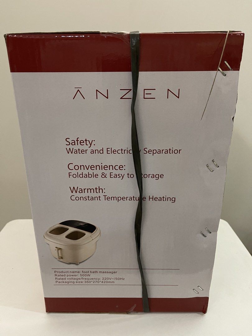 Anzen Foldable Foot Bath Massager (Category: Massage Devices) located in Quezon City. Submitted by bravehorse_f1f6d5 (Listing ID 1471359536, Image 2). Description: - Brand new & unopened: In original box, totally unused - Foldable design: Space-saving and easy to store - Safety first: Water and electric separation design - Cozy heating: Constant temperature heating to keep water warm - Specs: 500W rated power, 220V voltage.