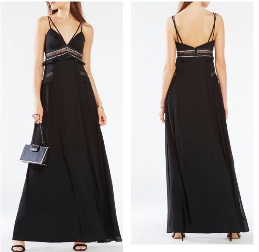 BCBGMAXAZRIA Black Maxi Dress (Category: Dresses) located in Paranaque City. Submitted by calm_youngstore7 (Listing ID 1471335482, Image 2). Description: - Brand: BCBGMAXAZRIA - Model: KYLEE - Color: Classic Black - Style: Maxi dress with delicate spaghetti straps and V-neckline - Design: Unique striped detailing on the bodice and waistline with a flowing pleated hem - Closure: Convenient back zipper - Occasion: Ideal for formal events, dinners, 