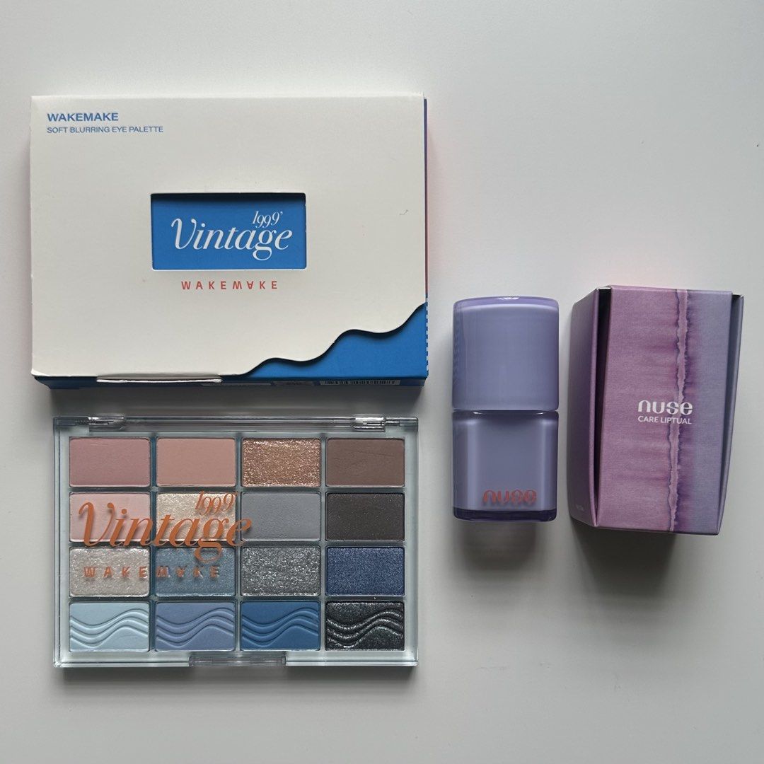[bundle] wakemake eyeshadow palette + nuse lip tint (Category: Makeup) located in Mandaluyong City. Submitted by annyeong07_ (Listing ID 1471310217, Image 1). Description: .