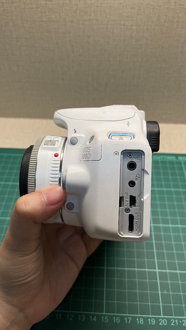 Canon EOS 100D White DSLR Camera with 40mm lens (Category: Cameras) located in Iligan City. Submitted by jadlgr (Listing ID 1471418027, Image 3). Description: FOR SALE: Canon EOS 100D body + Canon 40mm lens - Super compact and lightweight, perfect for everyday carry and travel - Good for beginners - Textured grip for secure handling Purchased in 2015 Fully functional No history of repair No issues Reason for selling: seldom used Inclusions: Box O