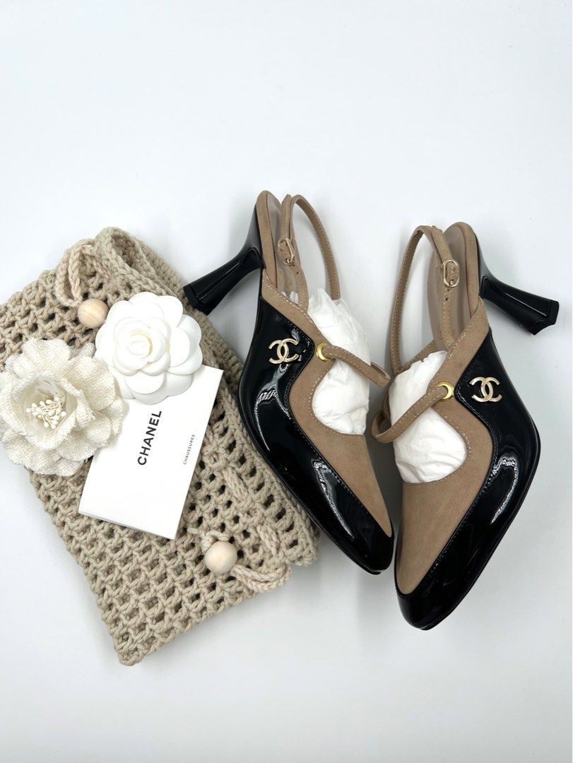 ⚜️Chanel Slingback heels x Blazy (Category: Sneakers & Footwear) located in Makati City. Submitted by 90sangel (Listing ID 1471432285, Image 2). Description: SALE 🪄🖤 12,5 •Size: 37C •Condition: Excellent, never worn *We heard you! 🤍 affordable and yet never worn shoes? We’ve got you! Each pair comes complete with the CC store paper bag and everything shown in the photos, plus our signature crochet dust bag. ✨ If you’d like to add the CC box an