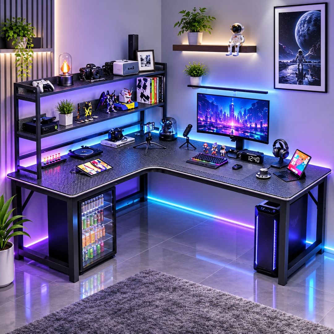 Corner L Shape Computer Table Carbon Fibre Office Table Study Table ...