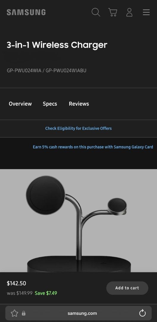 Designed for Samsung 3 in 1 Wireless Charger (Category: Chargers & Cables) located in Marikina City. Submitted by hervajesty (Listing ID 1471300196, Image 3). Description: •bought for ₱8,400 from a Samsung store in California. •used for less than a year. •comes with the box, charging brick, and cable. •comes with the receipt. •tried and tested for multi-device charging. •no scratches, dents, or defects. RFS: Moved to 60W charging..