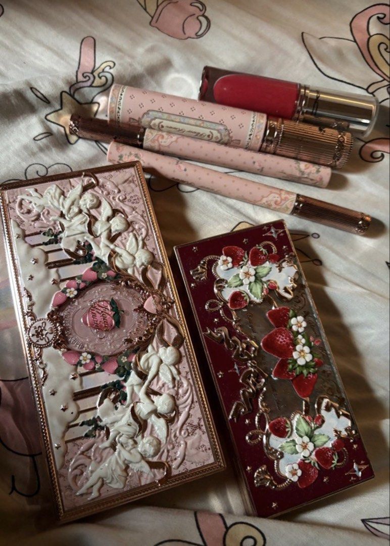 Flower Knows Unicorn and Strawberry Rococo Makeup Sets (Category: Makeup) located in Malabon City. Submitted by lovebyiya (Listing ID 1471381153, Image 2). Description: Open for trade to bags / other make up brands / or offer strwb rococo (used a few times) : 450 strwb cupid (brand new, never used) : 800 fk eyeliner, brown : 150 ea fk mascara, brown : 250 mac lippie (72, most curious - never used) : 650 .