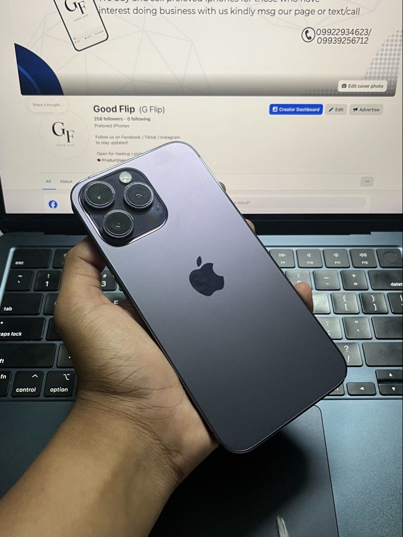 FS/SWAP : iPhone 14 ProMax 128gb (Category: iPhone 14 Series) located in Quezon City. Submitted by goodflip (Listing ID 1471302626, Image 1). Description: FS/SWAP: iPhone 14 ProMax 128gb 💜 -Factory unlocked anysim -All working goods -100% new orig batt and orig oled display -NTC Approved PMac🇵🇭 ₱27k may bawas pa sa sure buyer pm! 👌🏽Unli Check & Reset upon meetup 📍Qc Area open for meetup / pickup / delivery.