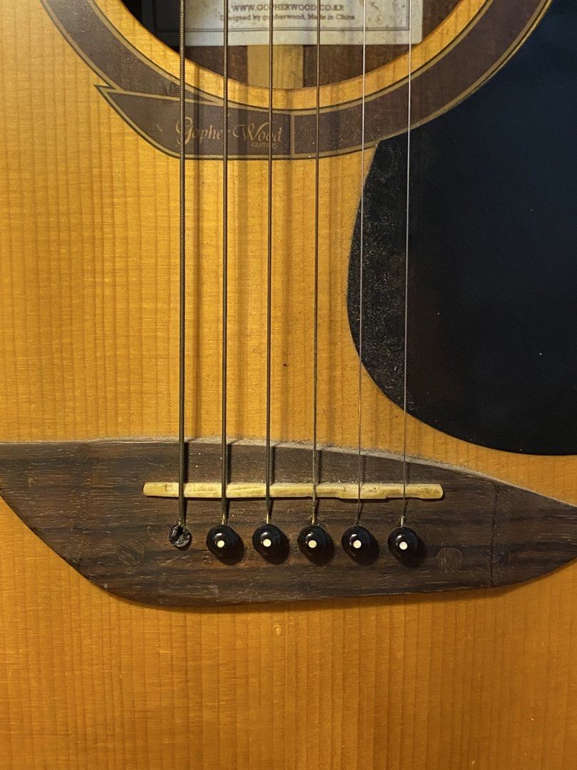 Gopher wood acoustic guitar (Category: Musical Instruments) located in Las Pinas. Submitted by sww4n (Listing ID 1471299276, Image 3). Description: Gopher Wood Acoustic Guitar With Free Guitar Bag and Strap Last price posted Originally bought for ₱16k Perfect condition, maganda ang tunog; may mga marks lng ng stickers pero madali lang tanggalin :) Rush sale, need to declutter & need funds for school.