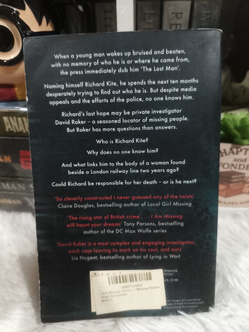 I Am Missing by Tim Weaver Paperback Novel (Category: Storybooks) located in Cabuyao City. Submitted by chaptersandwonders143 (Listing ID 1471404382, Image 2). Description: - Title & Author: I Am Missing by Tim Weaver - Publisher: Penguin Books - Format: Softcover - Genre: Suspense / Crime Fiction / Thriller - Condition: Pages have some yellowing from age, but overall a great read.
