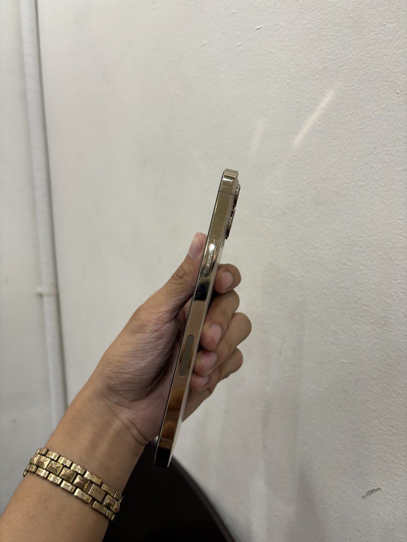 iPhone 12 Pro Max Gold (Category: iPhone 12 Series) located in Bacolod City. Submitted by 444.mrk (Listing ID 1471400400, Image 3). Description: iPhone 12 Pro Max Gold Cosmetic Grading: Good 256GB 76% Battery Health With Replacement Box (17 Pro Max) With Cases (some are unused) and Charger. Last Price for sure buyer. CAN DO COP .