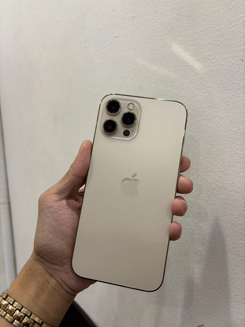 iPhone 12 Pro Max Gold (Category: iPhone 12 Series) located in Bacolod City. Submitted by 444.mrk (Listing ID 1471400400, Image 1). Description: iPhone 12 Pro Max Gold Cosmetic Grading: Good 256GB 76% Battery Health With Replacement Box (17 Pro Max) With Cases (some are unused) and Charger. Last Price for sure buyer. CAN DO COP .