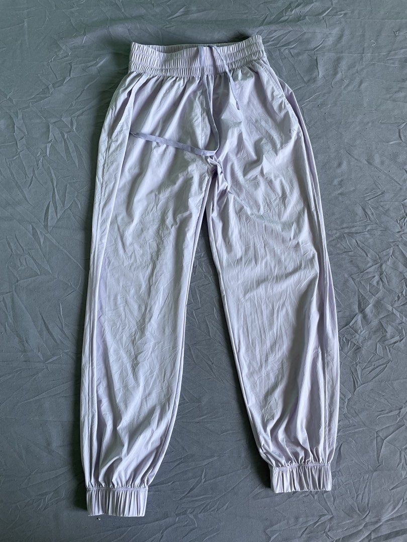 Lazybee Light Purple Jogger Pants Size S (Category: Joggers) located in Cagayan de Oro. Submitted by jekdels05 (Listing ID 1471302703, Image 1). Description: - Brand: Lazybee - Size: S (Light purple) - Material: Super lightweight - Features: Elastic waistband with drawstring, elastic ankle cuffs - Measurements: Waist across flat ~13 inches, Total length ~36 inches, Ankle opening ~3.5 inches - Condition: Clean overall.