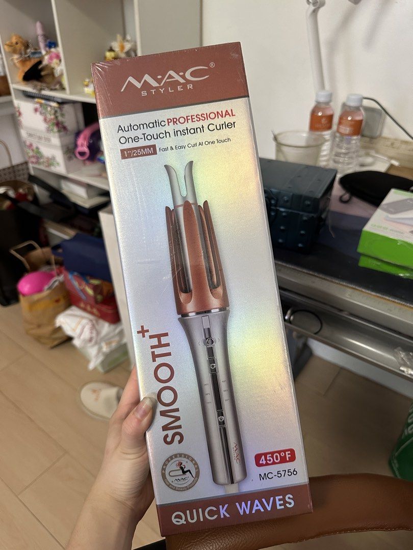 MAC Styler Automatic Professional One-Touch Instant Curler MC-5756 (Category: Hair) located in Quezon City. Submitted by mailsbyme (Listing ID 1471335986, Image 1). Description: - Brand new and never opened, still in original plastic packaging - Features authentication hologram sticker for guaranteed authenticity - Model: MAC Styler MC-5756 automatic professional hair curler - 1-inch (25mm) ceramic-coated heating barrel for smooth, frizz-free cur