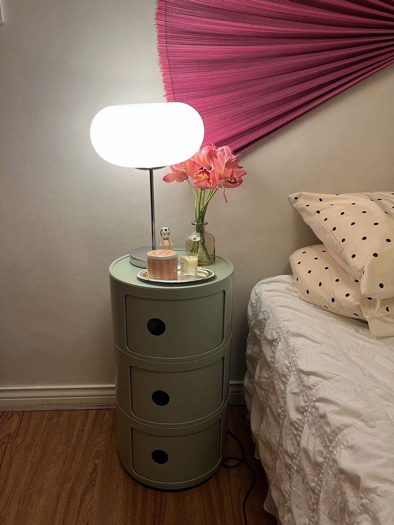 Night Light Lamp Shade (3 colors) (Category: Lighting) located in Manila. Submitted by fluffydumplingss (Listing ID 1471358606, Image 3). Description: - Size: Compact, ideal for small bedrooms - Build: Sturdy and wobble-free, great for decor - Condition: Excellent, selling due to room decor change.