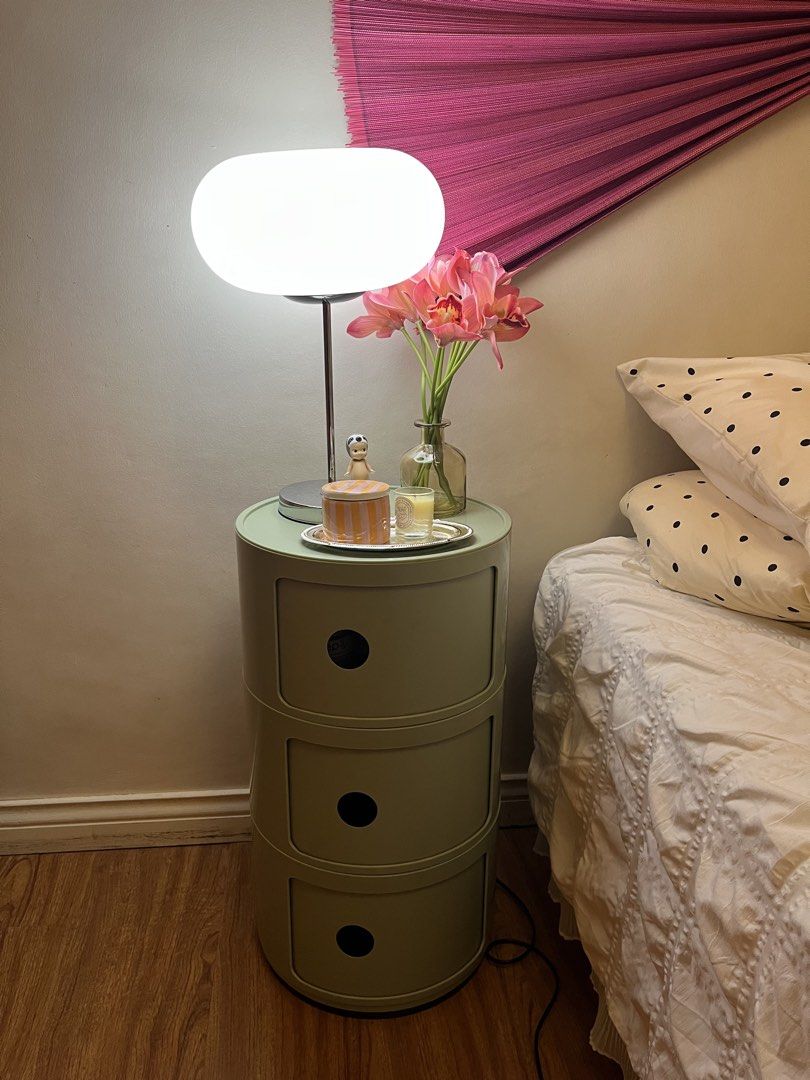 Night Light Lamp Shade (3 colors) (Category: Lighting) located in Manila. Submitted by fluffydumplingss (Listing ID 1471358606, Image 2). Description: - Size: Compact, ideal for small bedrooms - Build: Sturdy and wobble-free, great for decor - Condition: Excellent, selling due to room decor change.
