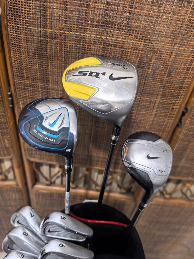 Nike golf set (Category: Golf) located in Caloocan City. Submitted by ace2729 (Listing ID 1471310302, Image 2). Description: NIKE GOLF SET *DRIVER: NIKE SQ+ 10.5° - R FLEX *WOOD: NIKE SLINGSHOT - #3-15° - UNIFLEX *WOOD: NIKE IGNITE - #5-19° - S FLEX *IRONS: NIKE PRO COMBO IRONS - 5,6,7,8,9,P, 56°WEDGE & Nike Method Nike Method Concept C1 red mallet putter - TRUE TEMPER SHAFT - S FLEX *BAG: LECOQSPORTIF VERY GOOD CONDITION 💸 16,500 LOCATION: PUNT