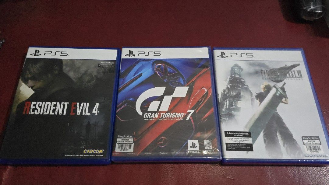 PlayStation 5 ConsolePHAT with Controller and Games (Category: PlayStation) located in Manila. Submitted by nhk061 (Listing ID 1471298649, Image 2). Description: - PlayStation 5 console in excellent, tested working condition - Includes 1 DualSense wireless controller - Physical Game Bundle: Resident Evil 4, Gran Turismo 7, Final Fantasy VII Remake Intergrade, Resident Evil 3, Super Robot Wars X (with steelbook), and Final Fantasy VII Remake Delux