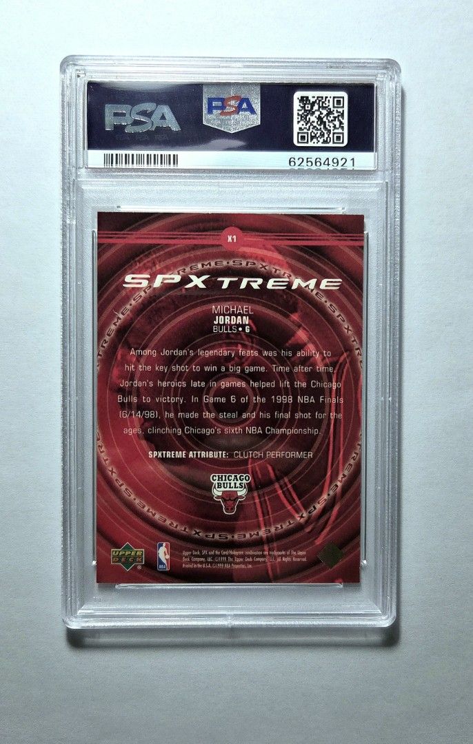 Michael Jordan X1 (Category: Graded Singles) located in Las Pinas. Submitted by run800 (Listing ID 1471299306, Image 2). Description: PSA 9 Michael Jordan 1999 Spxtreme Clean and sharp No damage on slab Location: Laspinas City Payment via BPI / Gcash Shipping / Lalamove at buyer's expense Please manage your booking.