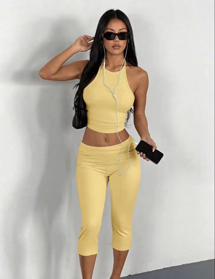 Spaghetti Strap Tie Back and Fold Over Capri Pants Set (Category: Sets or Coordinates) located in Manila. Submitted by juliaxgamboa (Listing ID 1471424149, Image 1). Description: .
