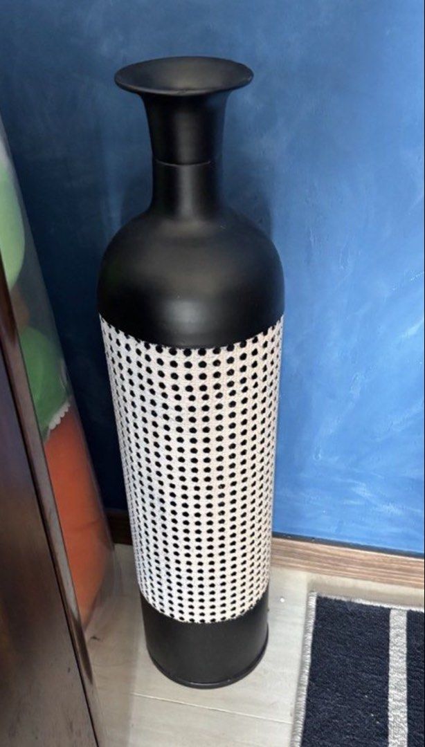 Tall Black and Wicker Floor Vase Home Decor, Furniture & Home Living ...