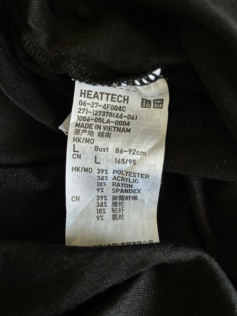 UNIQLO Heattech Black Top (Category: Longsleeves) located in Puerto Princesa. Submitted by finewearco (Listing ID 1471314560, Image 2). Description: Size on tag : L Armpit laid flat : 19 inches Length : 22 inches 📌 Fixed Price ❕1 DAY RESERVATION ONLY PAYMENT: ✅Gcash ✅BPI SHIPPING OPTIONS: ✅ starts at 80 J&T Thanks.