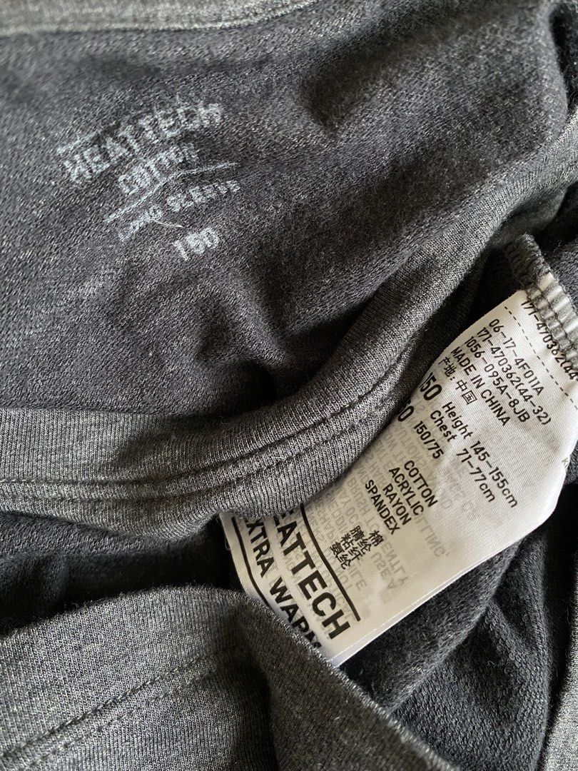 UNIQLO Heattech Extra Warm Gray Top (Category: Longsleeves) located in Puerto Princesa. Submitted by finewearco (Listing ID 1471315026, Image 2). Description: Size on tag : 150 fits up to S Armpit laid flat : 17 inches Length : 22 inches 📌 Fixed Price ❕1 DAY RESERVATION ONLY PAYMENT: ✅Gcash ✅BPI SHIPPING OPTIONS: ✅ starts at 80 J&T Thanks.