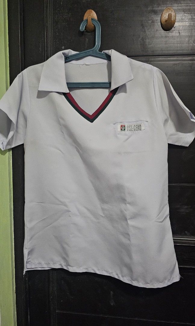 UST CFAD Female Uniform Set (Category: Sets or Coordinates) located in Mandaluyong City. Submitted by adie_sells (Listing ID 1471338438, Image 1). Description: UST CFAD Female Uniform Set (250 each) Polo - XL (has a small red mark, barely noticeable) Pants - 2XL MOP: Gcash MOD: Lalamove/J&T.