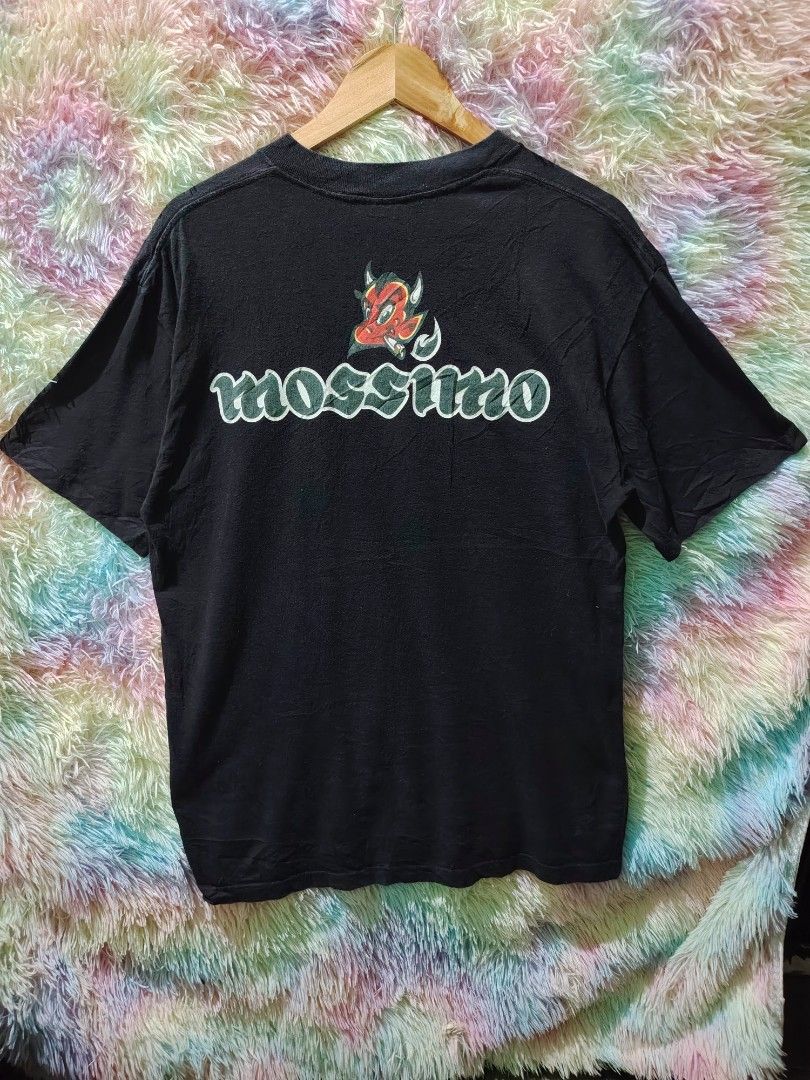Vintage 1990s Mossimo Limited Edition Devil Skate Tee Single Stitch (Category: Tshirts & Polo Shirts ) located in Palo. Submitted by ubnathrifteez (Listing ID 1471242465, Image 2). Description: DIMES ; L28W20 CONDITION ; LIKE NEW COLOR RATE ; 10/10 ISSUE ; NONE.