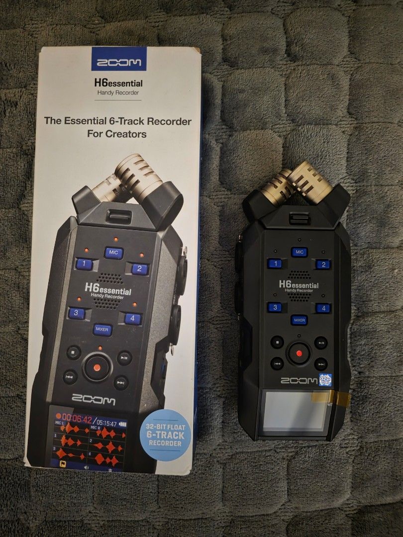 Zoom H6essential Handy Recorder (Category: Voice Recorders) located in Antipolo. Submitted by raaachelnanaomi (Listing ID 1471324441, Image 2). Description: - Item: Zoom H6essential 6-Track Recorder - Condition: Like new (used only twice to test) - Audio: 32-bit float audio capture for distortion-free recording - Inclusions: Original box and built-in X/Y mics; invoice (JB Music warranty still valid until Jan. 3, 2027) - Ideal for: Podcasters, mus