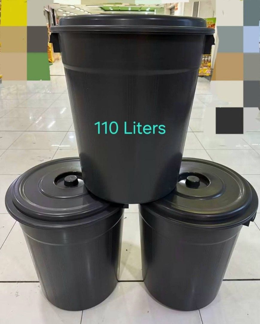 110L Large Plastic Storage Container Bin with Lid (Category: Storage Boxes & Baskets) located in Pasig City. Submitted by chasndvl (Listing ID 1465823225, Image 1). Description: - Capacity: Spacious 110 liters of water - Build: Heavy-duty, solid plastic construction with a clean finish - Design: Secure lid featuring a convenient top handle for easy carrying - Colors: Available in black and mocha - Condition: Brand new and ready for use.