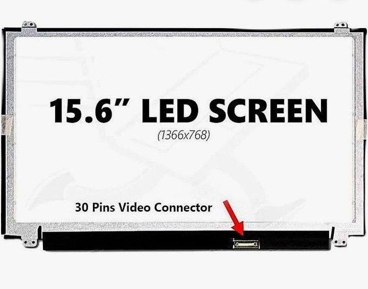 15.6 slim 30 pins LCD laptop (Category: Laptops & Notebooks) located in Pasig City. Submitted by gj020 (Listing ID 1465893006, Image 1). Description: Brand new pull-out 15.6" laptop screen replacement (Model: NT156WHM-N12 V8.0). Features 1366x768 HD resolution and a bottom-right 30-pin connector. Fully tested and 100% working. Perfect for repairing cracked or broken laptop displays..