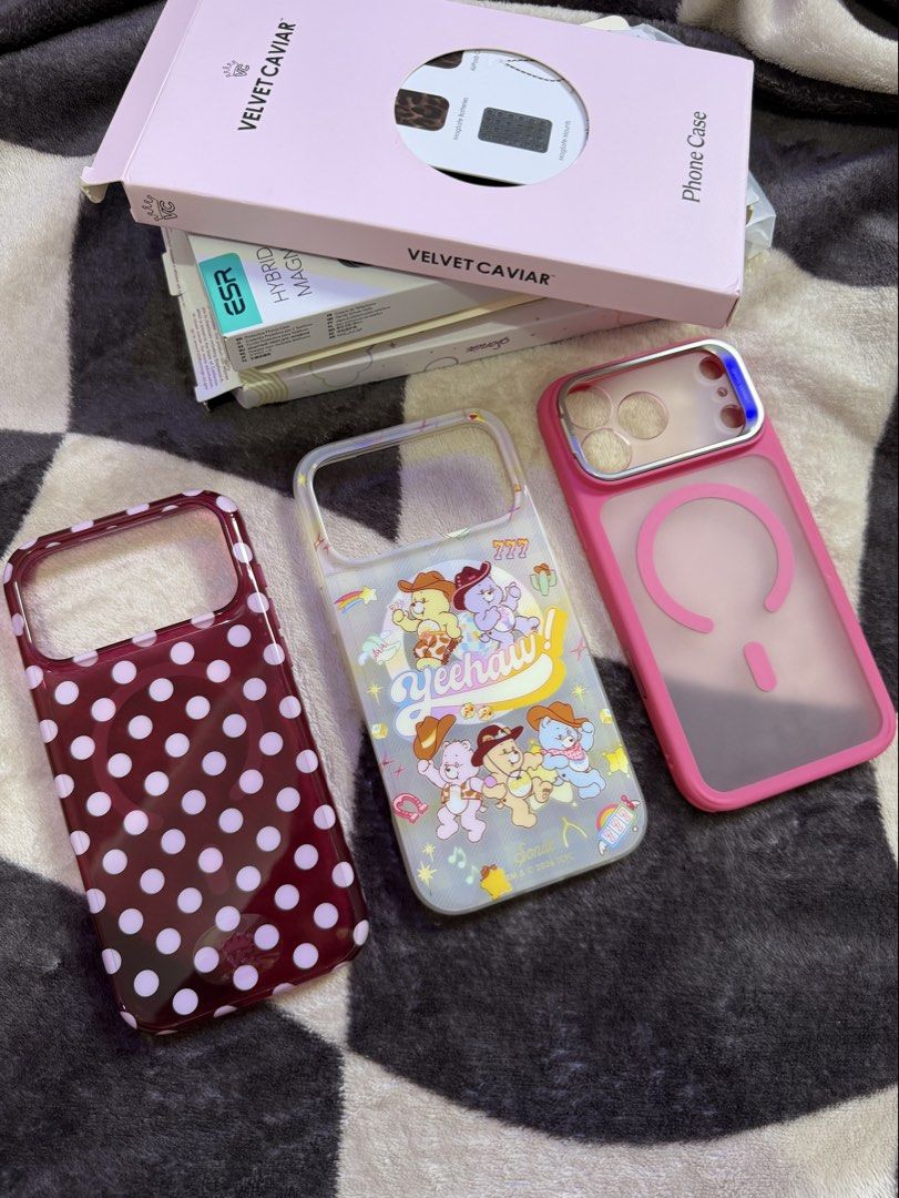 17/18 Pro Max Cases (Category: Cases & Sleeves) located in Quezon City. Submitted by chinsdeclu (Listing ID 1465834738, Image 1). Description: 🌸Velvet Caviar & ESR had minimal issue (iMessage me for clearer vid) ₱1,200 each 🌸Sonix good as new ₱1,200 Open for take all 3k .