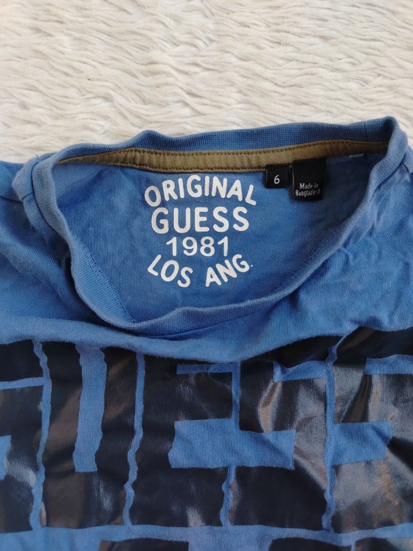 3-4yrs Guess Shirt (Category: Babies & Kids Fashion) located in Paranaque City. Submitted by closetbykimkirsten (Listing ID 1465829590, Image 2). Description: 🎀CANADA BOX🎀 ✨Condition: 8/10 ⚡W: 12/L: 15 & half inches 🪷Size: 3-4yrs old 💸Price: P130(Non Negotiable) ♦️All Items are PRELOVED in good condition. ♦️Please do manage your expectations. ♦️WASH before USE ♦️BUY at your own RISK 🔥NO RETURN NO EXCHANGE POLICY🔥 ⛔BOGUS BUYER/JOY RESERVER w