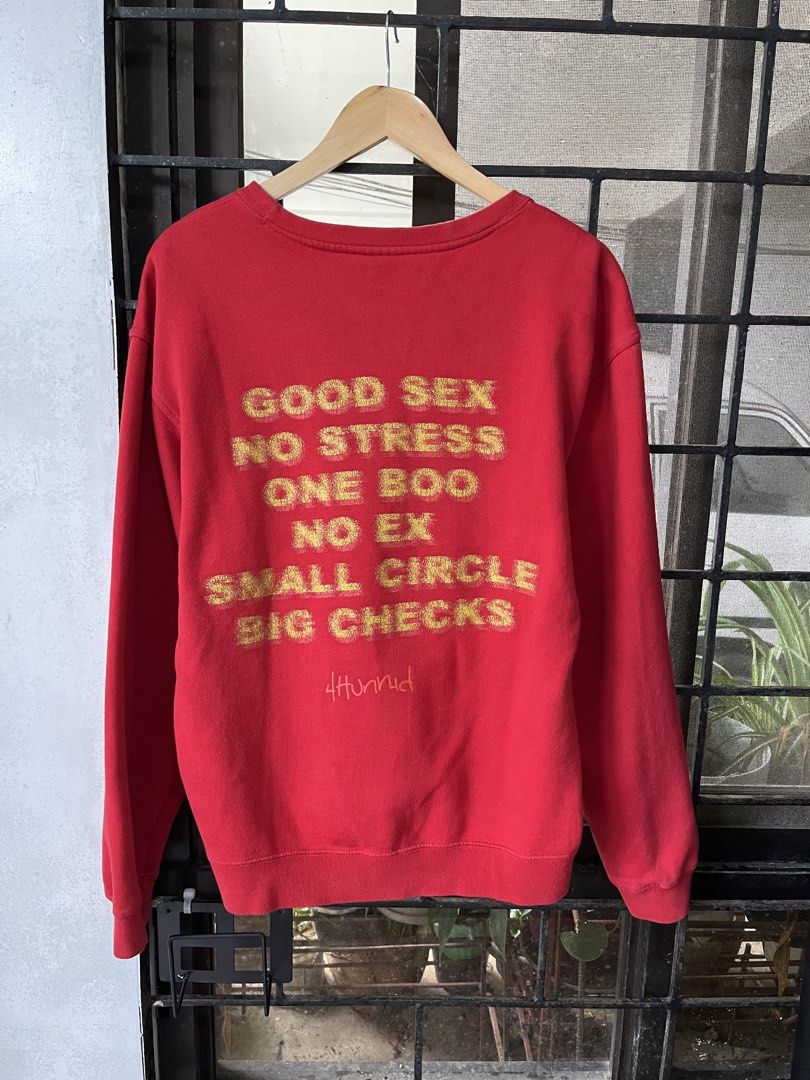 4 Hunned Sweatshirt (Category: Coats, Jackets and Outerwear) located in Baguio. Submitted by whatthestore (Listing ID 1465802469, Image 2). Description: 22x27.