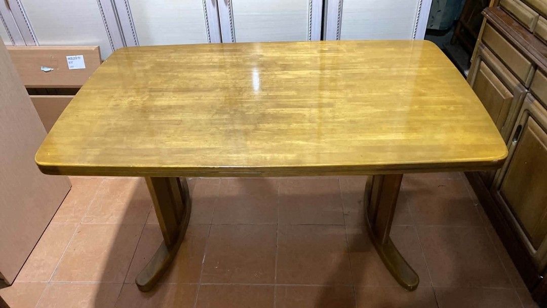 4 Seater Dining Table (Category: Tables & Sets) located in Quezon City. Submitted by dannikkishoppe2 (Listing ID 1465867251, Image 3). Description: 4 Seater Dining Table ‼️₱6000‼️ L53 W31.5 H27 inches *solid wood *removable legs • Design: Rectangular with safe rounded corners and sturdy curved runner feet • Finish: Glossy light brown with natural wood grain pattern Please manage your expectations as there might be minimal flaws. Color may vary du