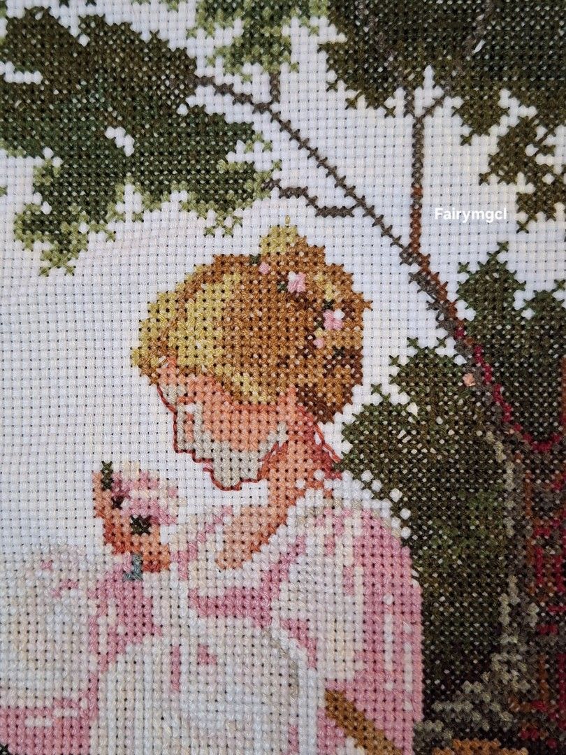 A Rose Garden Cross Stitch (Category: Wall Decor) located in Balanga. Submitted by fairymgcl (Listing ID 1465782349, Image 2). Description: Handmade "A Rose Garden" Cross Stitch (Unframed) 🥀🌿🖼 ​Bring a touch of timeless, romantic elegance to your home with this meticulously handcrafted cross-stitch piece, featuring a serene lady relaxing amidst a blooming landscape. 🛍 Condition: Brand new ℹ️ Item Information: Finished stitch only (sold unfram