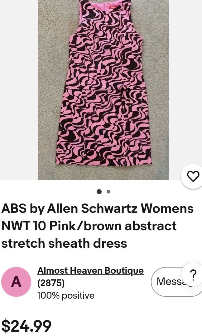ABS dress (Category: Dresses) located in San Fernando. Submitted by kitkat.astina (Listing ID 1465642231, Image 1). Description: tape measurement front: bust: 18 inches waist: 14 inches length: 34 inches good as new not used.