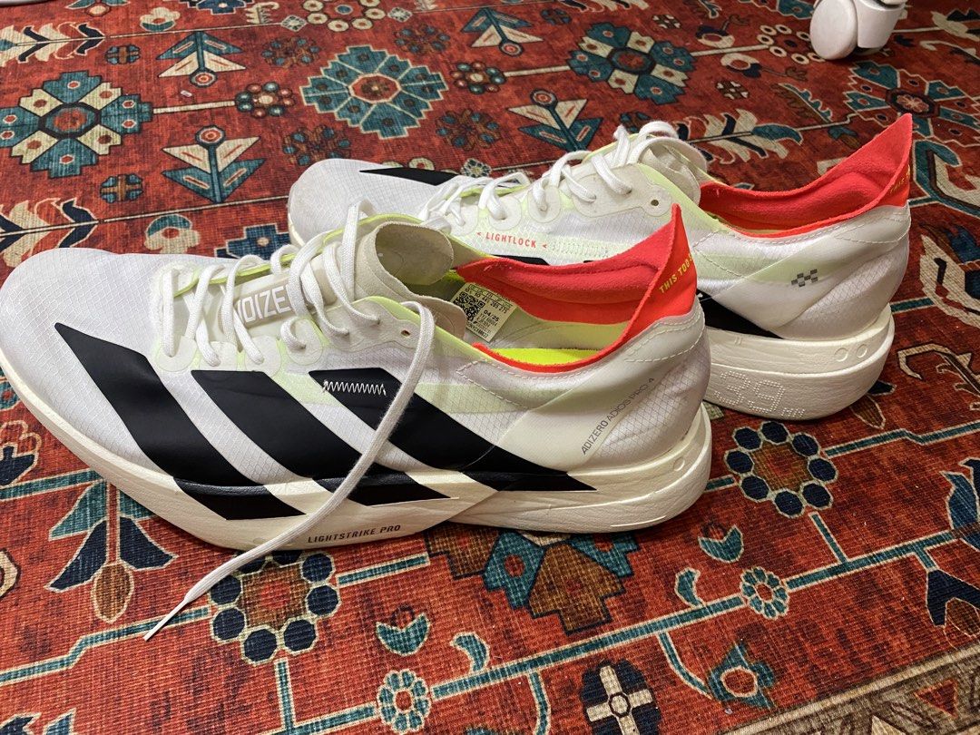 Adidas Adizero Adios Pro 4 (Category: Sneakers) located in Pasay City. Submitted by nekolaaa (Listing ID 1465892708, Image 2). Description: For Sale: Adidas Adizero Adios Pro 4 Price: ₱6,500 (negotiable) Size: 10.5 Condition: Used only 3 times No box Location: QC / Antipolo area PM if interested!.