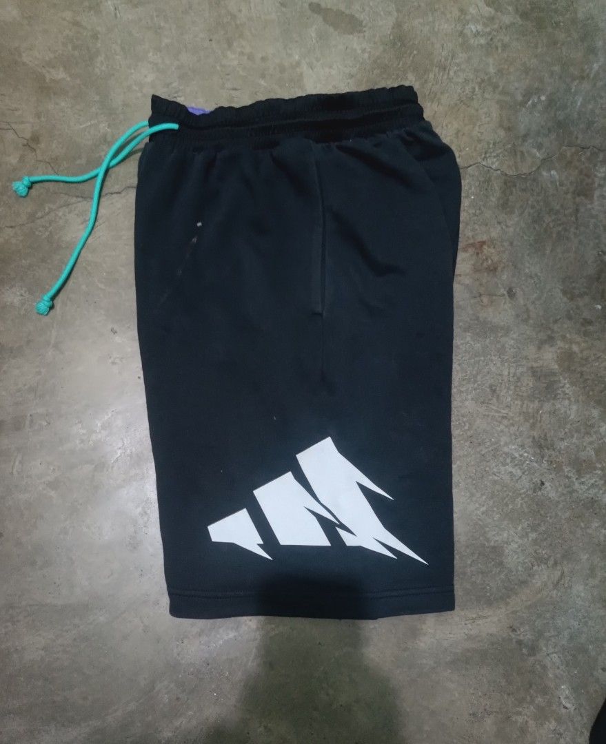 Adidas black Shorts with Teal Drawstring and Logo (Category: Shorts) located in Quezon City. Submitted by kramps.23 (Listing ID 1465897459, Image 2). Description: - Brand: Adidas - Size: Medium (Made in Vietnam) - Color: Black with bold white leg logo and subtle embroidered logo near hem - Features: Bright teal adjustable drawstring, purple inner waistband lining, and 2 convenient side pockets Dimes: - Waist: 29 and up - Lenght: 21 - LO: 12 Issue