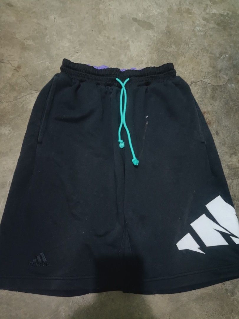 Adidas black Shorts with Teal Drawstring and Logo (Category: Shorts) located in Quezon City. Submitted by kramps.23 (Listing ID 1465897459, Image 1). Description: - Brand: Adidas - Size: Medium (Made in Vietnam) - Color: Black with bold white leg logo and subtle embroidered logo near hem - Features: Bright teal adjustable drawstring, purple inner waistband lining, and 2 convenient side pockets Dimes: - Waist: 29 and up - Lenght: 21 - LO: 12 Issue