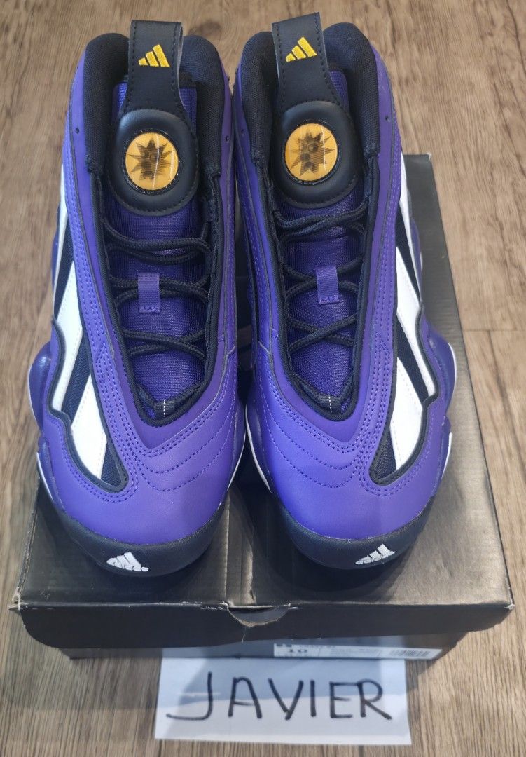 Adidas Crazy 97 Kobe Slam Dunk (Category: Sneakers) located in Paranaque City. Submitted by jc0908 (Listing ID 1465855221, Image 2). Description: Adidas Crazy 97 Kobe Slam Dunk Shoes - Colorway: Purple and white with signature yellow branding - Style: Iconic 90s retro basketball silhouette - Condition: Brand New - Inclusions: Comes with original black Adidas shoebox - Size 10US.