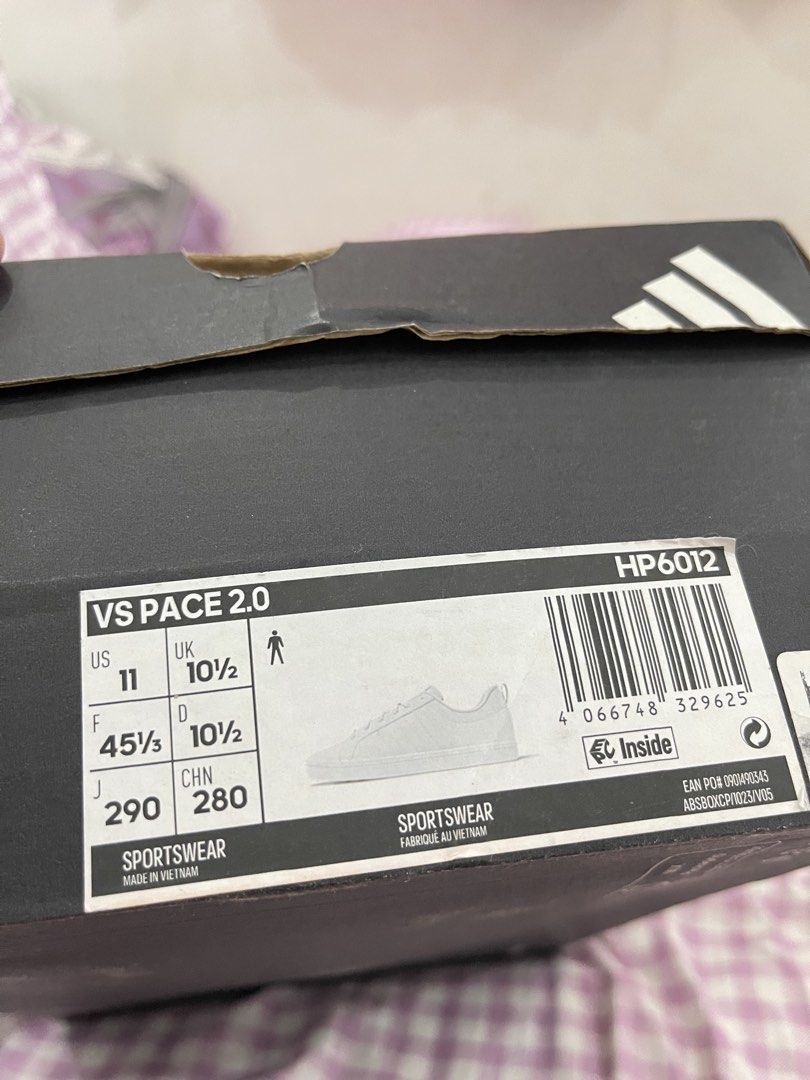 ADIDAS ORIG WHITE (Category: Dress Shoes) located in Manila. Submitted by _chxnuggets1627 (Listing ID 1465840225, Image 1). Description: 👟 FOR SALE: adidas VS Pace 2.0 adidas VS Pace 2.0 — HP6012 📏 Size: US 11 / UK 10.5 / EU 45⅓ 🇻🇳 Made in Vietnam 📦 With original box 🐧 BRAND NEW 💰 Selling for ₱2,300— brand new condition Negotiable for sure buyers ✨ Clean and classic everyday sneakers ✨ Original adidas ✨ Perfect for casual wear / everyday u