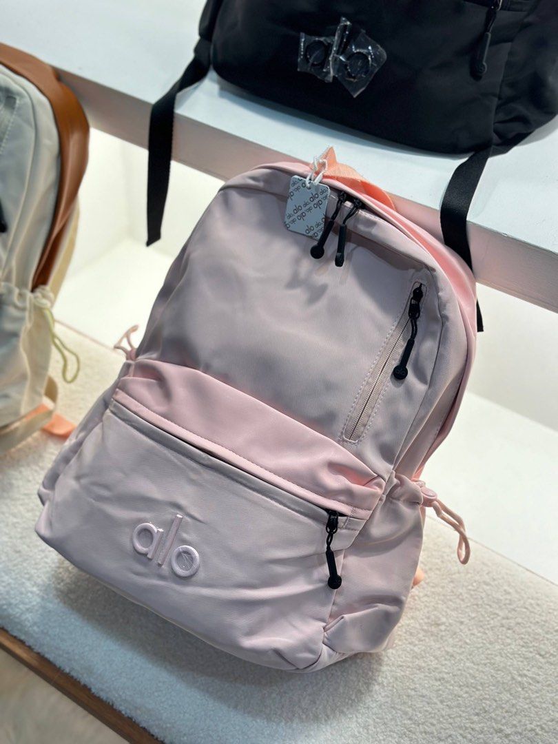 Alo Backpack (Category: Backpacks) located in Manila. Submitted by aiman_sole5 (Listing ID 1465891866, Image 3). Description: New arrival 🤍 Quality and affordable mga sis! 🥹 made of nylon with leather sa sides. super nice mga sis. Fits a laptop 15inch up + spacious inside with compartments na din Colors: Black, Pink & Beige 9️⃣3️⃣0️⃣ 📍 Imus, Cavite - Lalamove available (same day delivery) - JNT shipping available.