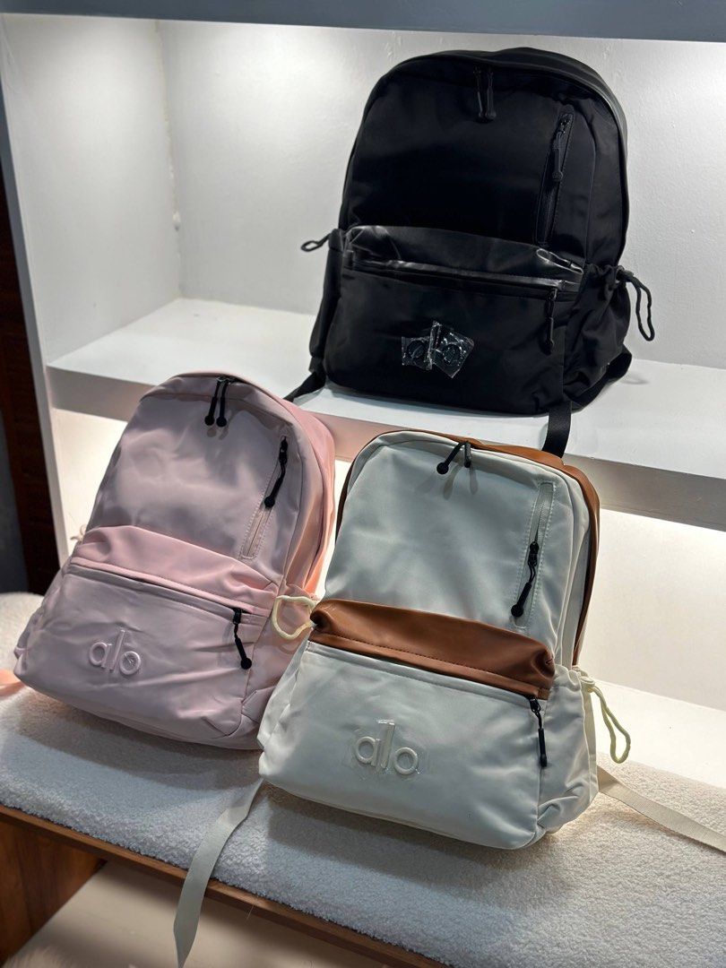 Alo Backpack (Category: Backpacks) located in Manila. Submitted by aiman_sole5 (Listing ID 1465891866, Image 1). Description: New arrival 🤍 Quality and affordable mga sis! 🥹 made of nylon with leather sa sides. super nice mga sis. Fits a laptop 15inch up + spacious inside with compartments na din Colors: Black, Pink & Beige 9️⃣3️⃣0️⃣ 📍 Imus, Cavite - Lalamove available (same day delivery) - JNT shipping available.