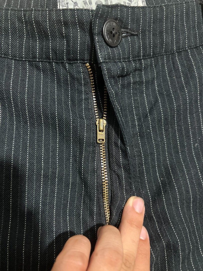 Anchor Blue Pinstripe Shorts Black (Category: Shorts) located in Bacoor. Submitted by davealvare39194 (Listing ID 1465858765, Image 2). Description: - Brand/Style: Anchor Blue pinstripe shorts - Color: Black and white - Closure: Button fly with reliable YKK zipper - Details: Subtle cross embroidery on the lower right pocket & cool printed interior lining - Fit: Structured fit, perfect for streetwear looks.